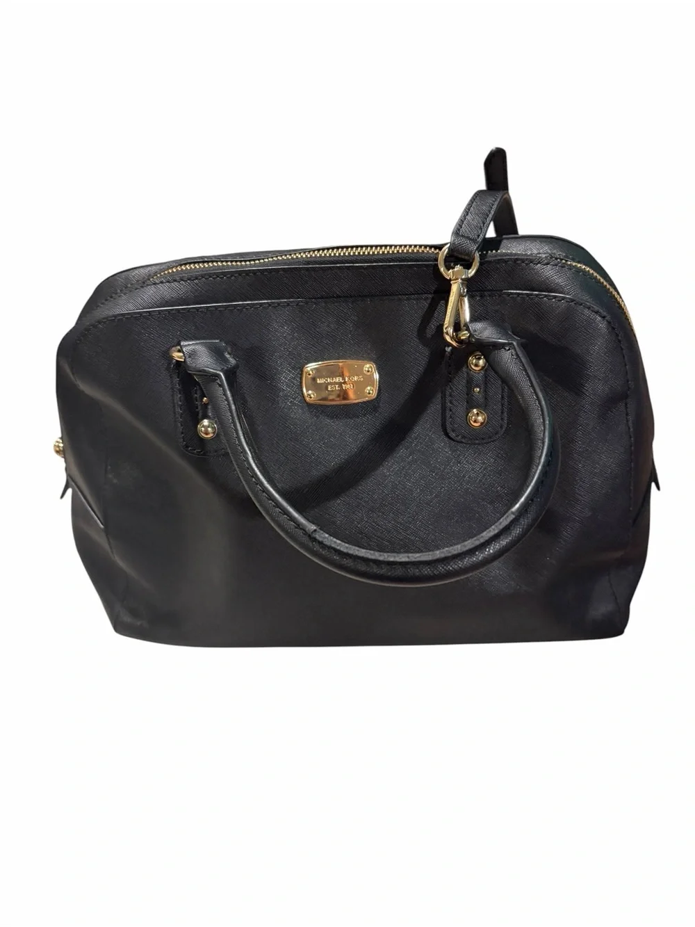 Michael Kors Black Saffiano Leather Satchel with Crossbody Strap